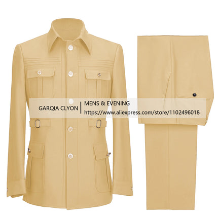 CN Jiangsu Men Suits 2 Piece Slim Fit Blazer Pants Business by zapcart