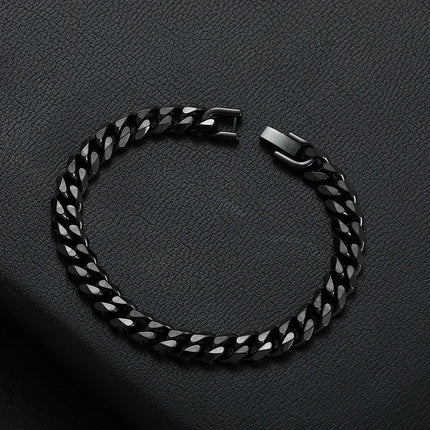 CN Men's Golden Black 8mm 316L Cuban Chain Bracelet by zapcart