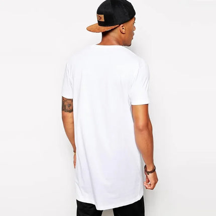 MRMTCN Mens Extra Long Cotton Hip Hop T Shirt White by zapcart