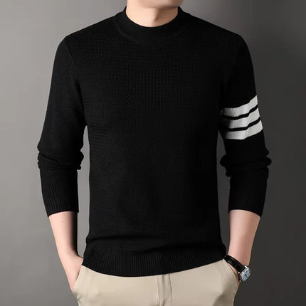 CN Zhejiang Men Knit Sweater Round Neck Striped Warm by zapcart