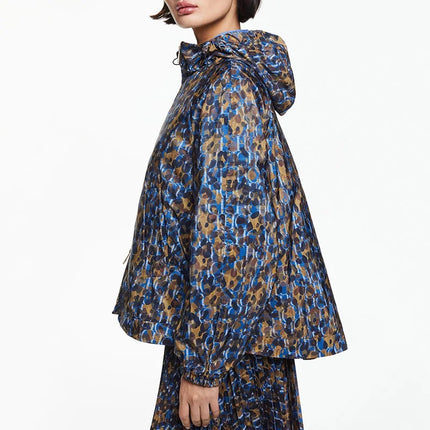 CHCH Women Print Midi Hooded Windbreaker Jacket Lightweight by zapcart