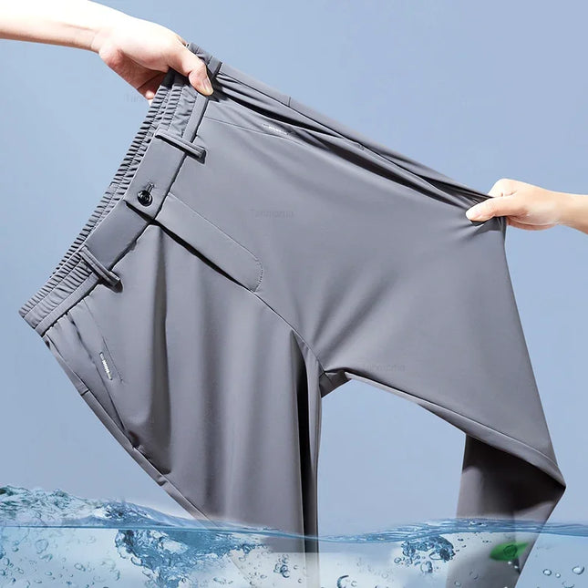 CN Guangdong Men Elastic Quick Dry Ice Silk Trousers by zapcart