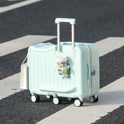 Kids Riding Suitcase 20 Inch Six Wheel Luggage Cup Holder by zapcart