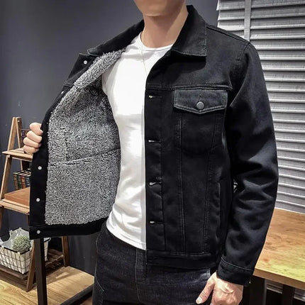 Shangkaka Men's Denim Jacket Warm Padding Winter Outerwear by zapcart