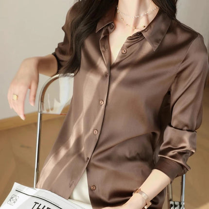 Satin Women's Shirt Blouse Korean Style Office Ready by zapcart