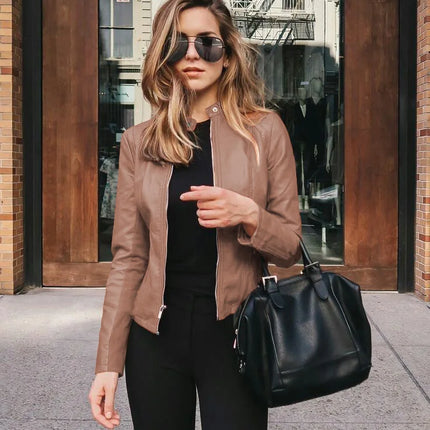 Chic Lady Slim Fit Faux Leather Jacket Women Moto Biker PU by zapcart