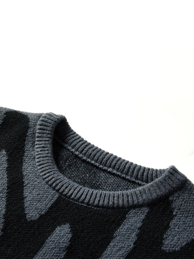 CN Fujian Mens Irregular Jacquard Pullover Sweater Casual by zapcart