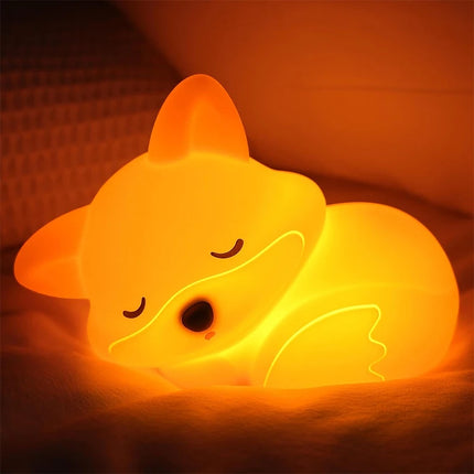 Fox Night Light, Squishy Silicone Lamp Novelty Gifts, Rechargeable Dimmable Timer Bedside Touch Nightlight for Breastfeeding by zapcart