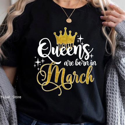 Queen Are Born In January To December Bold Graphic Tee Women by zapcart