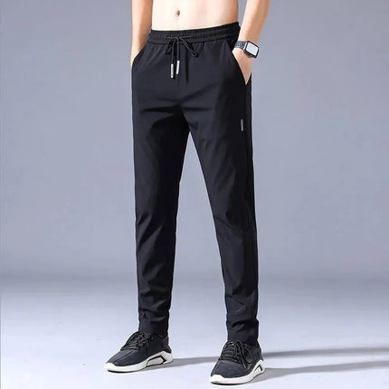 Longchengyixi Ice Silk Quick Dry Men Casual Pants Slimfit by zapcart