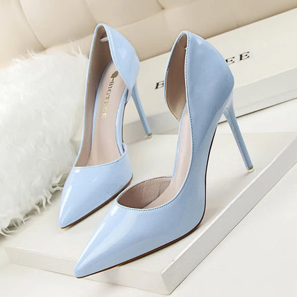 Glossy Korean Patent Leather Stiletto Heels Women Comfort by zapcart