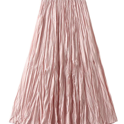 KarSaNy Long Pleated Skirt High Waist Green Maxi For Women by zapcart