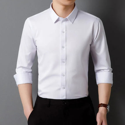 Faboten Mens Long Sleeve Shirt Solid Color Soft Fit by zapcart