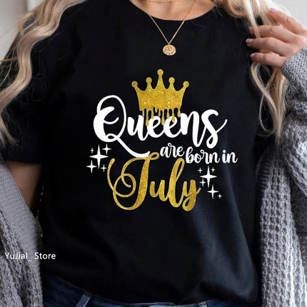 Queen Are Born In January To December Bold Graphic Tee Women by zapcart