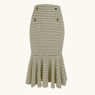 Houndstooth Knee Length Skirt Women High Waist Chic Slim by zapcart