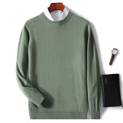 Ganleawort Men Wool Sweater Round Neck Warm Knit Pullover by zapcart