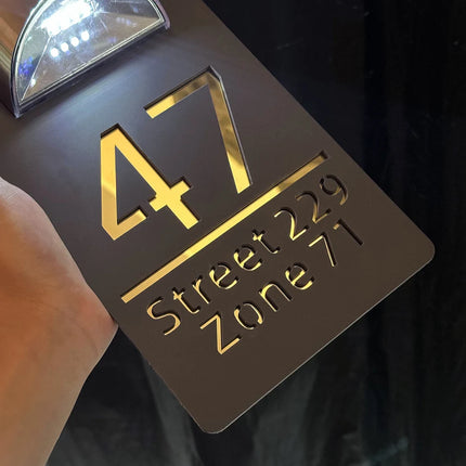 Personalized Exterior lights House Number Sign LED Solar House Sign Custom 3D Laser Cutting Street Family Name Door Sign by zapcart