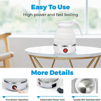 Foldable Travel Kettle 600ml Collapsible Auto Shut Off by zapcart