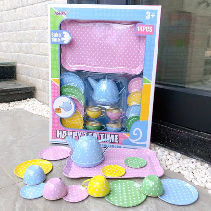 Princess Tea Set For Little Girls Metal Pretend Play Gift by zapcart