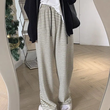 Summer Striped Wide Leg Pants Women Slimming Drapey by zapcart