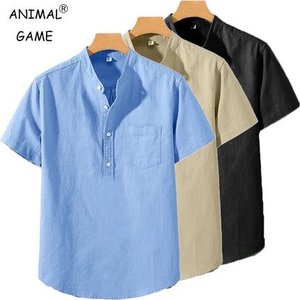 Animal Game Men Short Sleeve Tshirt Breathable Stand Collar by zapcart