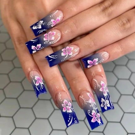 Press On Nails White Butterfly Pearls For Trendsetters 24pcs by zapcart