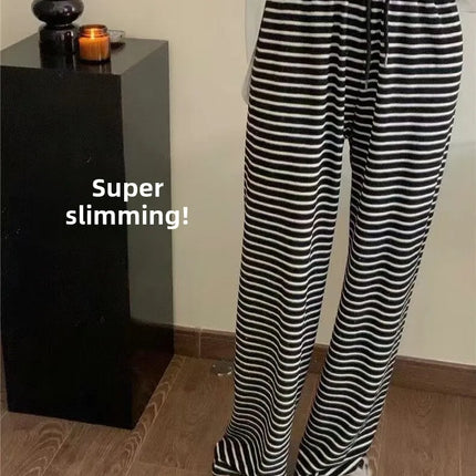 Summer Striped Wide Leg Pants Women Slimming Drapey by zapcart