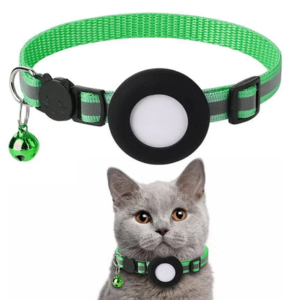 Anti Lost Cat Collar For AirTag GPS Tracker Reflective Bell by zapcart