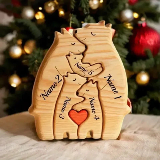 Personalized Wooden Bear Family Puzzle Name Gift Baby Moms by zapcart