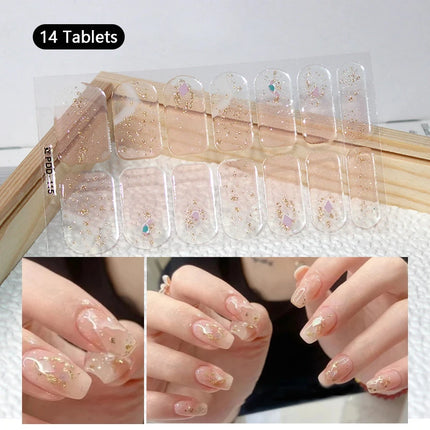 Pink Glitter Nail Stickers Full Cover Diy Manicure Deluxe by zapcart