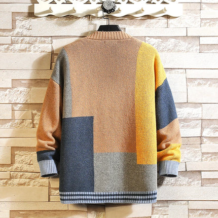 Wetailor Unisex Multicolor Knit Cardigan V-Neck Casual by zapcart