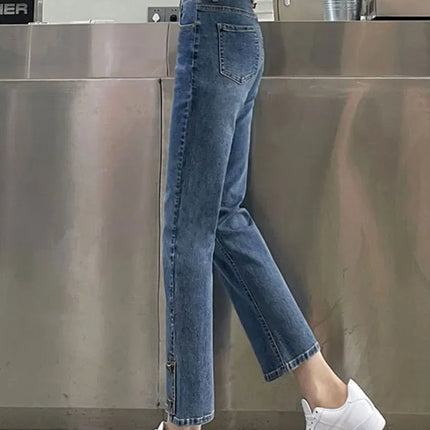 Chic Design High Waist Slim Straight Jeans Women Stretch by zapcart