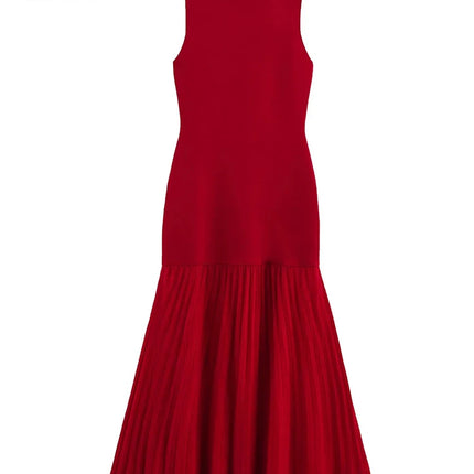 TRAF Patchwork Pleated Knitted Sleeveless Chic Dress Women by zapcart