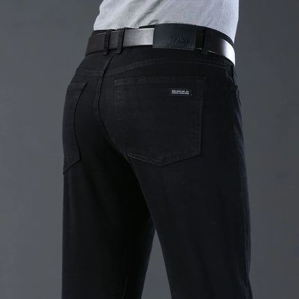 Tsingyi Men Jeans Vintage Black Straight Stretch Comfort by zapcart
