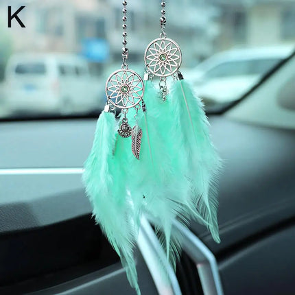 Mini Dream Catcher Car Mirror Hanger Calming Wind Chimes by zapcart