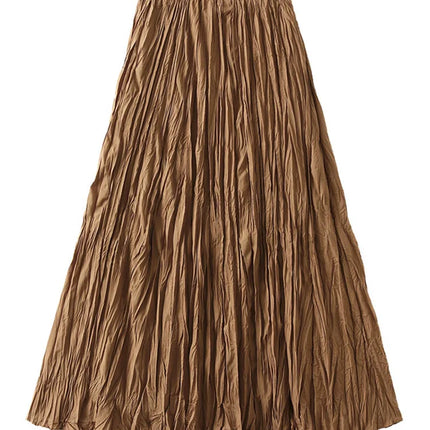 KarSaNy Long Pleated Skirt High Waist Green Maxi For Women by zapcart