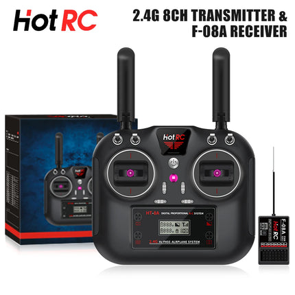 HotRC HT-8A 2.4GHz 8CH 8A RC Transmitter PWM FHSS with F-08A Receiver Radio System Remote Controller for RC Drone by zapcart