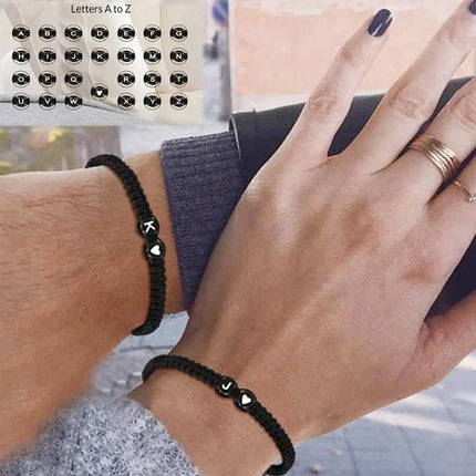 Initial Heart Bracelets Unisex Handmade Adjustable A Z Name by zapcart