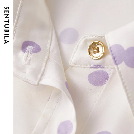 Sentubila Purple Polka Dots Womens Shirt Office Ready by zapcart