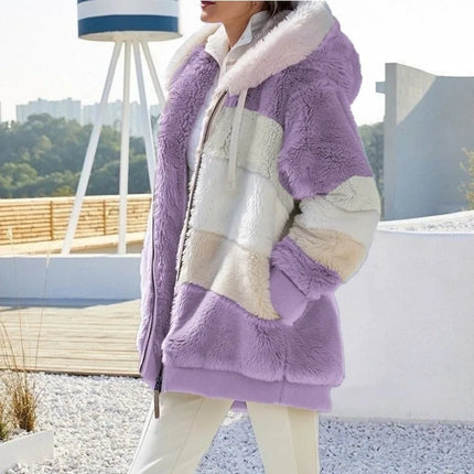 Oversized Womens Jacket Warm Plush Hooded Streetwear Coat by zapcart