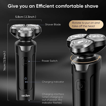 SEJOY 3 In 1 Mens Electric Shaver Waterproof Nose Trimmer