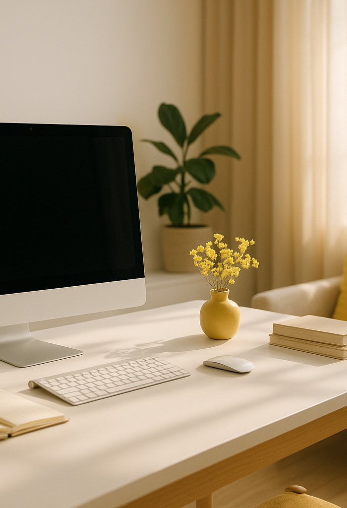 create a lifestyle horizontal image for our Privacy Policy page while using fine touches of our yellow theme color, dont fill with yellow, dont use laptop, cup and privacy policy word and different from above images