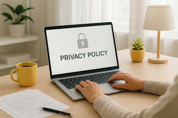 create a lifestyle horizontal image for our Privacy Policy page while using fine touches of our yellow theme color, dont fill with yellow